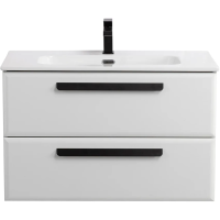 Тумба под раковину Cezares Eco-Cer-N 80 ECO-CER-N-800-2C-SO-BO подвесная Bianco Opaco без ручек