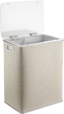 Корзина для белья Geralis KLH-S бежевая цвет хром, большая