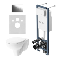 Комплект Унитаз подвесной Damixa Jupiter DX77C1738SC с микролифтом + Инсталляция AM.PM ErgoFit I012711.0151 с кнопкой ErgoFit L хром глянец