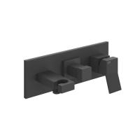 Gessi Gessi Rettangolo K Смеситель для раковины, встраиваемый, однорычажный, c подводом воды, держателем лейки и переключателем PULL, внешняя часть, цвет: Black XL
