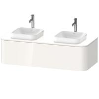 Duravit Happy D.2 Plus Столешница 16x1300x550мм для тумбы # HP4943 с вырезами под 2 раковины, цвет: белый глянцевый