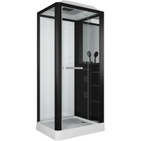 Душевая кабина Grossman GR-222 100x80 профиль Черный стекло прозрачное