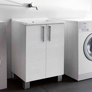 комплект для постирочной kerasan aquadom 60см, 9166k3, белая без отверстия под смеситель