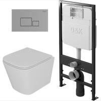 Комплект унитаза с инсталляцией D&K Berlin DS1431606 с сиденьем микролифт и клавишей смыва Хром глянцевый