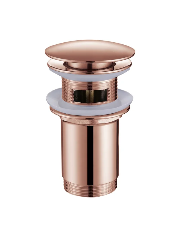 Донный клапан Abber AF0010RG для раковины, с переливом, клик клак, розовое золото