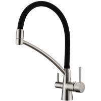 Смеситель Paulmark Siegen Si213111-NI для кухни, с подключением к фильтру, цвет никель \ черный