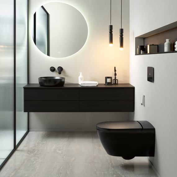 унитаз подвесной villeroy & boch viclean v0e200r7 с функцией биде, цвет черный