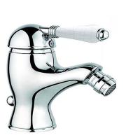 Nicolazzi Nicolazzi P.m. Blanc A Смеситель для биде, на 1 отв, с донным клапаном, излив: 107 мм, ручки состаренная керамика, цвет: хром