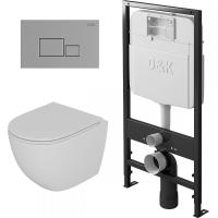 Комплект унитаза с инсталляцией D&K Matrix DS1391606 с сиденьем микролифт и клавишей смыва Хром глянцевый