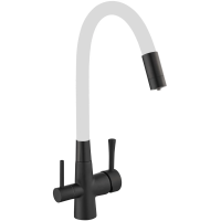 Смеситель Savol S-L1806H-02 для кухни, с подключением к фильтру, цвет черный / белый