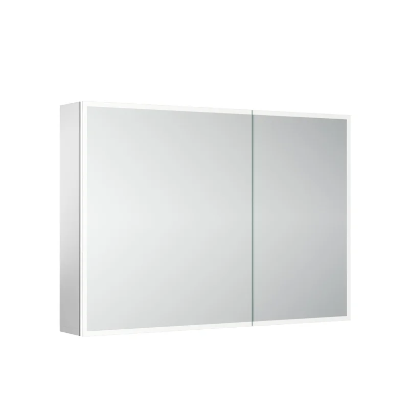 Зеркальный шкаф из алюминия для ванной комнаты Sancos Evoke1000x700х136 мм с LED подсветкой SC80100