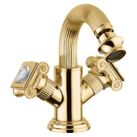 Смеситель Cezares Olimp OLIMP-BS2-03/24-SW для биде, с донным клапаном, ручки Swarovski, золото 24 карата