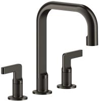 Смеситель Gessi Inciso 58013#707 для раковины, 3 отв., с донным клапаном, цвет brushed black metal pvd