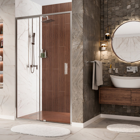 дверь для душевой кабины wasserkraft berkel 110 48p13 профиль хром, стекло прозрачное