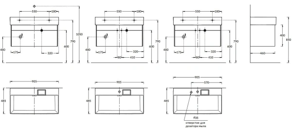 тумба под раковину kerama marazzi logica 90 подвесная с 2 ящиками белоснежный