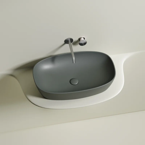 раковина ceramicanova element cn6049mh накладная, 60x38 см, антрацит матовый