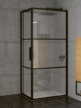 Душевой уголок Riho Grid XL GB203, GB2120090(G004020121), 120 х 90 х 200 см, стекло прозрачное, профиль черный с панелью 30 см
