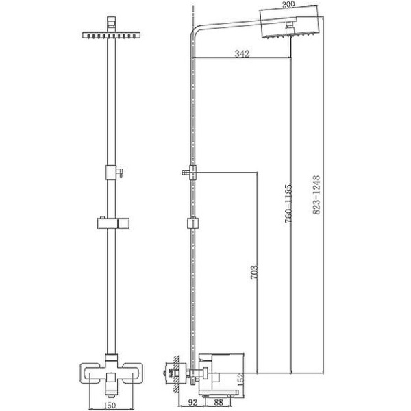 душевая система haiba hb24803 цвет нержавеющая сталь