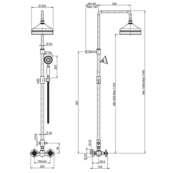 душевая стойка fima carlo frattinii elizabeth f5085/2or, цвет золото