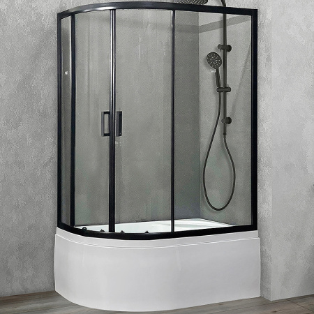 Душевой уголок Royal Bath ВК 120×80 RB8120BK-T-BL-R профиль черный, стекло прозрачное