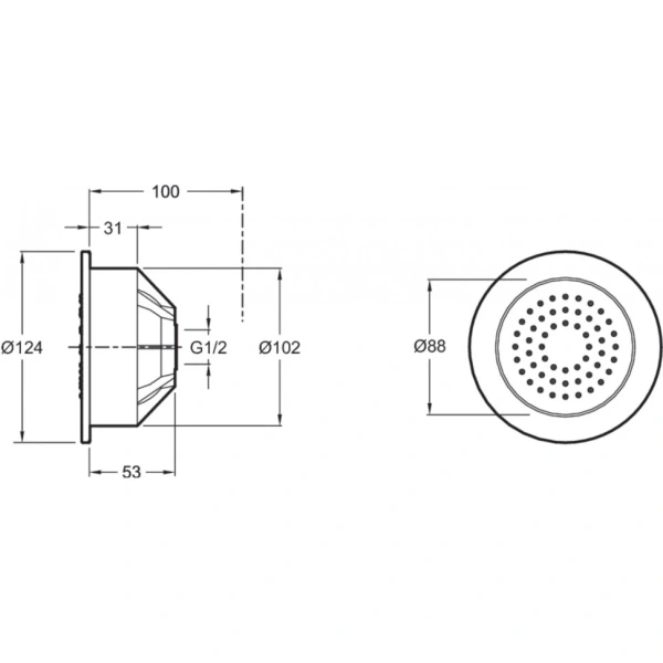 душевая форсунка jacob delafon watertile e8014-cp