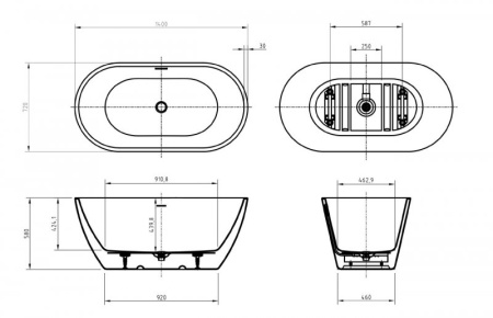 акриловая ванна belbagno uno 170x75 bb701-1700-750-k без гидромассажа