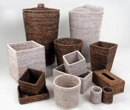 корзина для белья decor walther basket 0922392 с крышкой, 40х40х65 см, ротанг темный