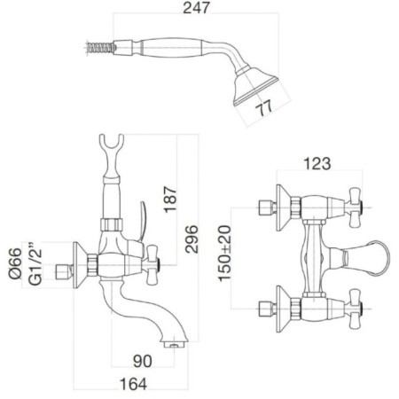 смеситель для ванны webert armony am720201065 цвет бронза
