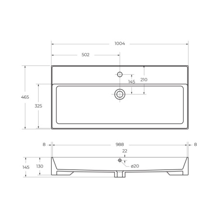 столешница под раковину cezares cadro 100 cadro-100-hpl-nrm черная матовая