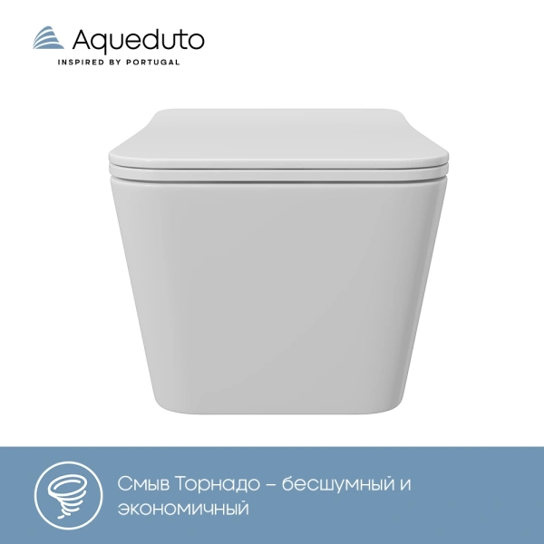 унитаз aqueduto macio tornado mact2110 подвесной, безободковый, смыв торнадо, сиденье с микролифтом, 52х37 см, белый глянцевый