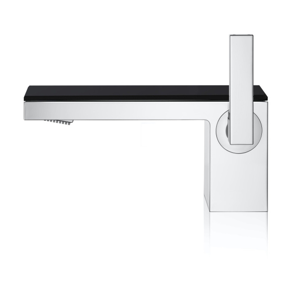 смеситель axor myedition 47010600 для раковины, с донным клапаном, излив 20 см, хром/черное стекло
