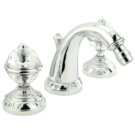 Смеситель Migliore Cristalia Swarovski 18584 для биде, на 3 отверстия, с донным клапаном, ручки Swarovski, хром