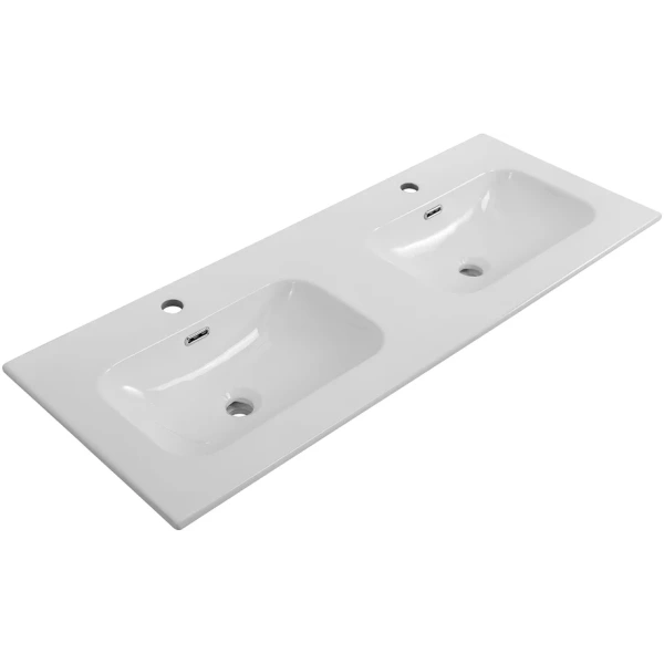 раковина cezares eco czr-8073-120-2 121x46 см, накладная, двойная, цвет белый