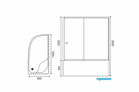 душевой уголок royal bath вк 120×80 rb8120bk-t-bl-r профиль черный, стекло прозрачное
