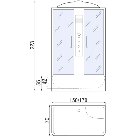 душевой бокс river sena 150x70х50 мт 10000001803