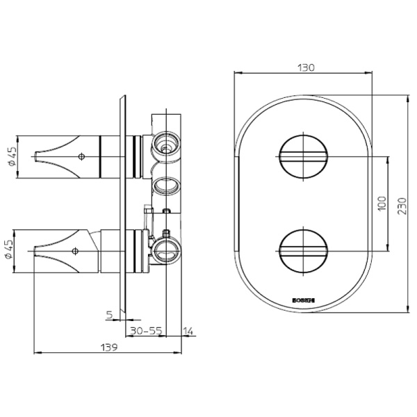 смеситель для душа bossini apice z00501.045 белый матовый