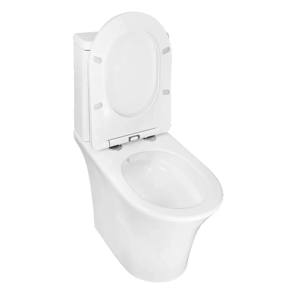 унитаз компакт azario vois az-1343в глянцевый белый напольный, безободковый, с бачком и сиденьем микролифт, 64х36.5х82 см, белый