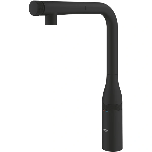смеситель для кухни grohe essence smartcontrol 31928kf0 с выдвижным изливом, черный матовый