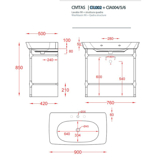 artceram civitas раковина подвесная 90х49,5хh22см, 1 отв, перелив, цвет: черный глянцевый