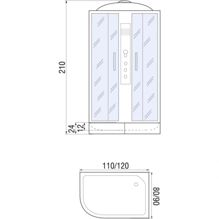 душевая кабина river dunay 110x80x26 mt r 10000001165 профиль матовый хром задняя стенка белая