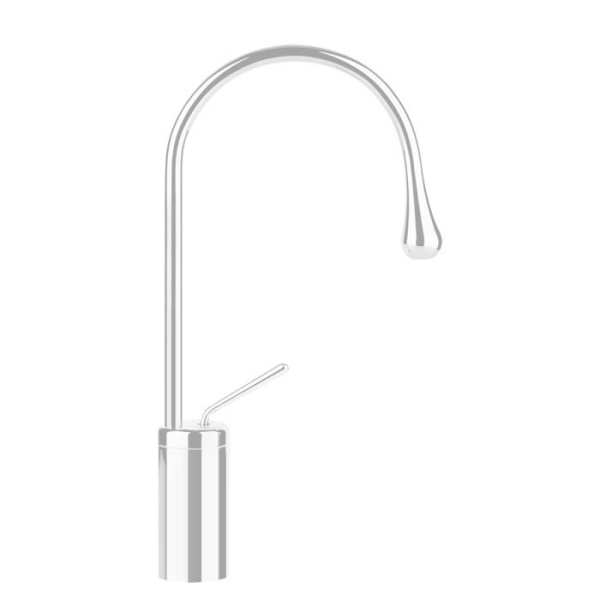 Смеситель Gessi Goccia 33805#279 для раковины, высокий h38.7 см, излив 17.4 см, без донного клапана, White CN (белый)