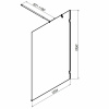 душевая стенка am.pm x-joy w94wi-120-f1-bte, 120 см, со свободным входом, профиль черный, стекло прозрачное