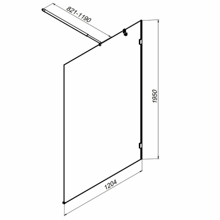 душевая стенка am.pm x-joy w94wi-120-f1-bte, 120 см, со свободным входом, профиль черный, стекло прозрачное