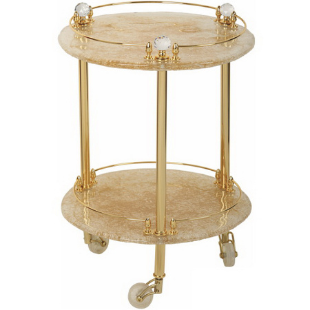 Столик Migliore Cristalia 16850 на колесиках, цвет золото с кристаллами Swarovski
