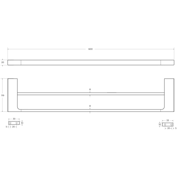 Полотенцедержатель Cezares Slider SLIDER-THD-60-01 60 см, двойной, хром