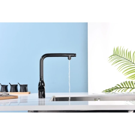 смеситель для кухни с подключением к фильтру paulmark viper vi213105-gb, цвет вороненая сталь