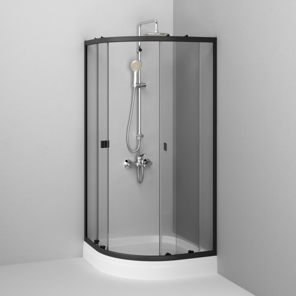 душевой уголок c поддоном 80×80 am.pm x-joy w88e-205-080bt64 прозрачное стекло, черный профиль