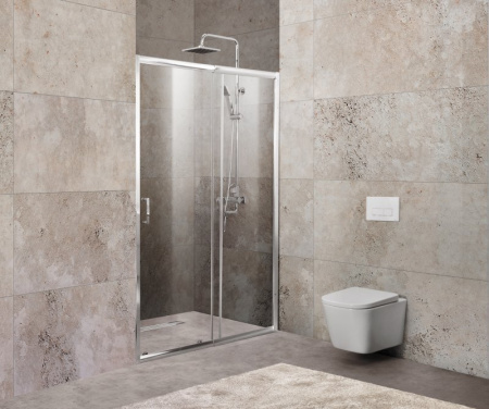 дверь для душевой кабины belbagno unique 135 unique-bf-1-120/135-c-cr профиль хром, стекло прозрачное