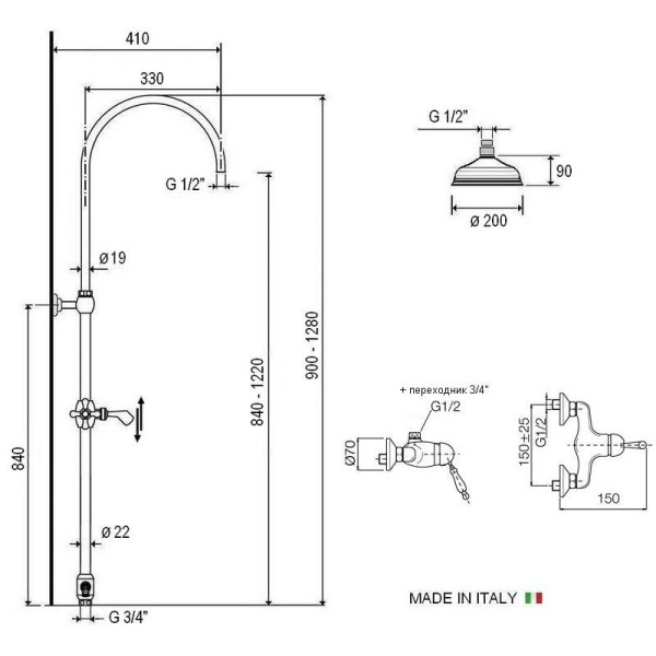 душевая стойка nice бронза n-01-602b
