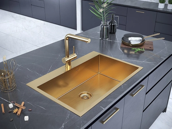 смеситель для кухни paulmark dosse do214418-bg, цвет золото.